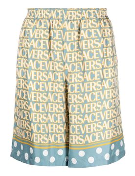 Pantaloncini in seta con logo all over