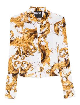 Camicia bianca con stampa barocca oro