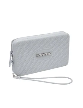 Mini Bag Plus silver effetto metallizzato con glitter a lavorazione grana di riso e maxi logo in metallo - Havaianas - FashionsVida