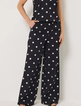 Women's Tall Spot Print Wide Leg Trousers in Black Size: 14XL - Black - Size: 14XL - Long tall sally - FashionsVida