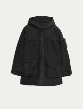 Hooded Parka Coat (6-16 Yrs) Black male - M&S - FashionsVida