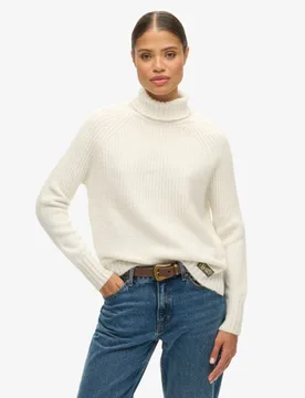 Superdry Women's Gerippter Essential Strickpullover Creme - Größe: 36 - 69.99 - FashionsVida