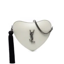 Leather Monogram Heart Tassel Crossbody
