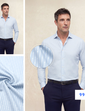 Camisa de vestir hombre estampado flecha azul claro regular