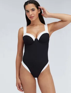 Rivoli Textured Wired Swimsuit (B-G) Black Mix female - Boux Avenue - FashionsVida