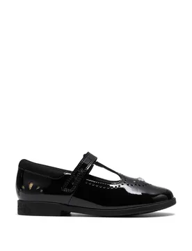 Patent Leather T Bar Shoes (7 Small-2½ Large) Black Female - Clarks - FashionsVida
