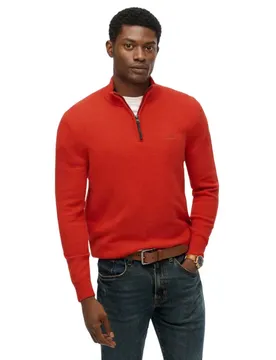 Pull à Demi-zip Wool Blend Vermillion Orange Marl 2XL