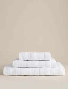Egyptian Cotton Striped Towel White - M&S - FashionsVida
