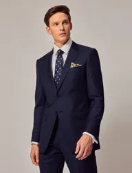 Slim Fit Pure Wool Twill Suit Jacket Dark Blue male