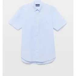 Camisa de hombre manga corta de algodón lisa
