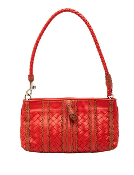 Leather Intrecciato Stripe Shoulder Bag - Bottega Veneta - FashionsVida