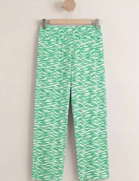 Women’s Printed Cotton Viscose Pyjama Bottoms in Green Size: 10 - Green - Size: 10 - Enorsia - FashionsVida