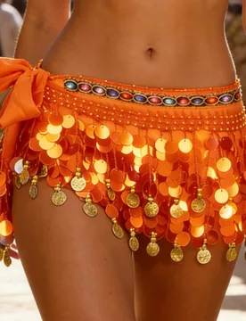 Cadena/cinturón para la cintura con borlas y cristales de colores brillantes para mujeres, adecuado para carnaval, actuaciones de danza del vientre, - Shein - FashionsVida