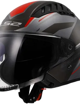 Casco Moto Jet OF600 COPTER II DISTON Grigio Rosso taglia 2XL - LS2 - FashionsVida