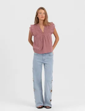 Vaqueros de mujer estrellas lateral - Noon - FashionsVida