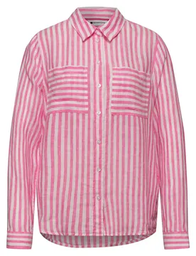 SOL_Striped shirtcollar blouse female