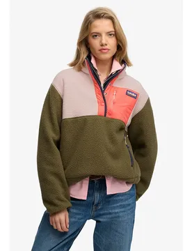 Giacca Colour Block Fleece Pull Over Shooting Olive M