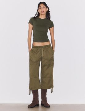 Basic-T-Shirt mit Rundausschnitt Khaki L