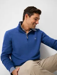 Pure Cotton Half Zip Sweatshirt Bright Blue male