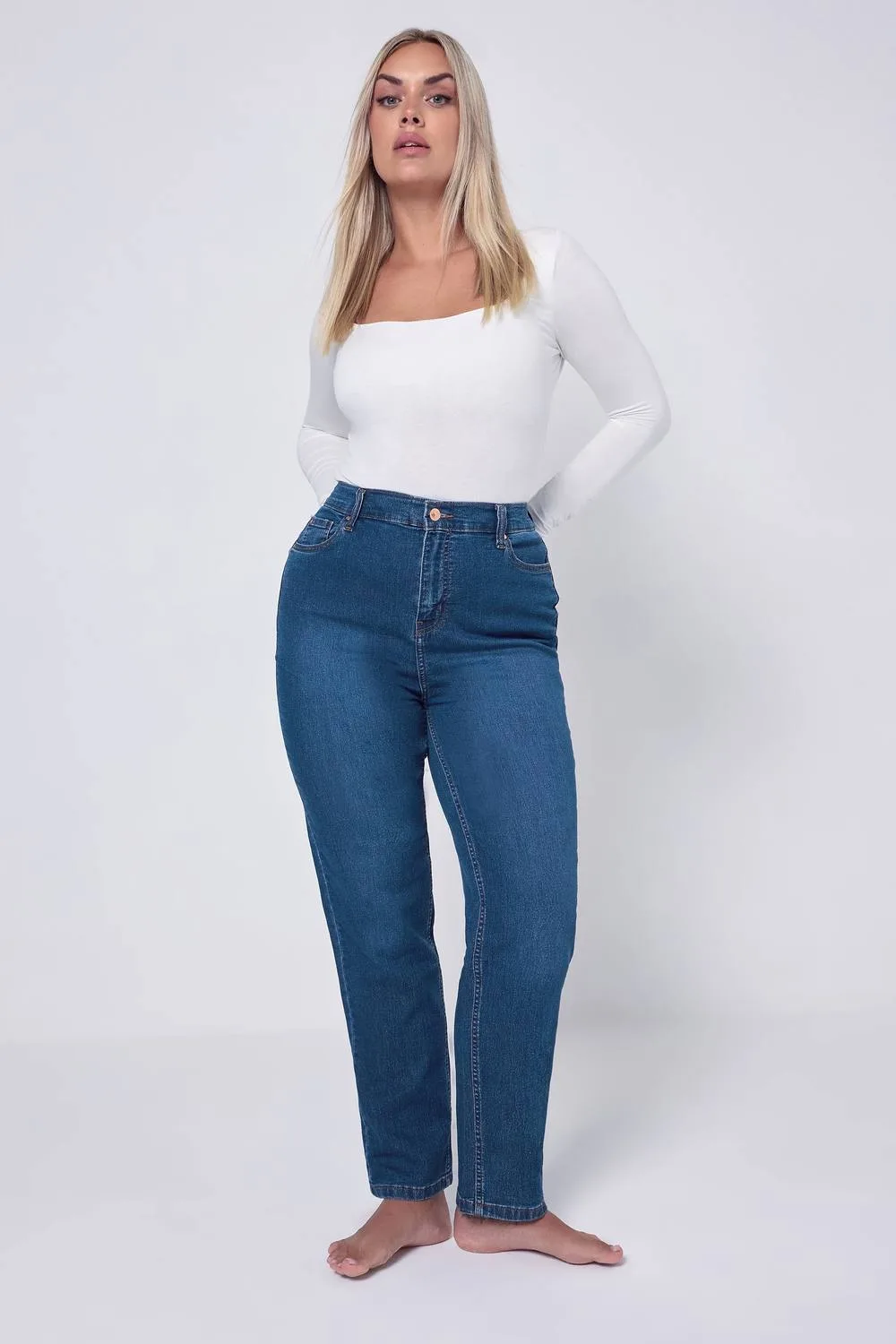 Straight Leg RUBY Jeans - Blue - Size: 32R - Yours - FashionsVida