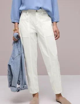 High Waist Barrel Leg Hose im Casual Fit female Weiß - Street One - FashionsVida