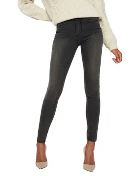 Jean Tanya Normal Waist Slim Piping Dark Grey Denim XS