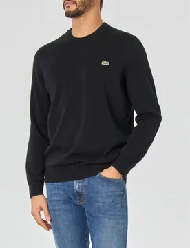 Maglia nera girocollo in puro cotone - Lacoste - FashionsVida