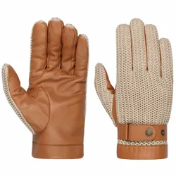 Sheep Nappa Leather & Knit Gloves by - light brown - Female - Size: 8 HS