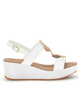 Sandali bianchi con zeppa e forme geometriche 363033 38