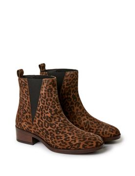 Bottines léopard en cuir mélangé