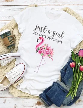 Funny Just A Girl Who Loves Flamingos Print Graphic t shirts women Summer T-Shirt Shirt Top Lady Clothes Clothing Female T Shirt - Aliexpress - FashionsVida