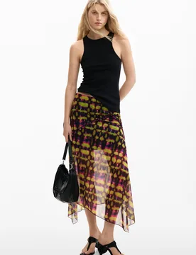 Jupe asymétrique imprimée GREEN S female - Desigual - FashionsVida