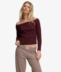 Superdry Damen Athletic Essentials Langarmshirt mit Spitze Red - Größe: 38