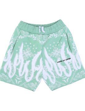 Pantalone Corto Tuta Uomo Bandana Print Shorts Green