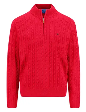 Pull à Demi-zip Cable Poppy Red S