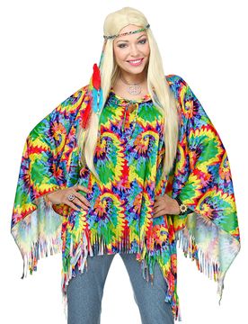 Hippie-Poncho Hippie-Kostüm Karnevalskostüm für Damen bunt - female