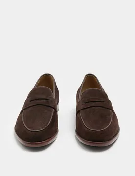 Suede Saddle Loafers Chocolate male - Autograph - FashionsVida
