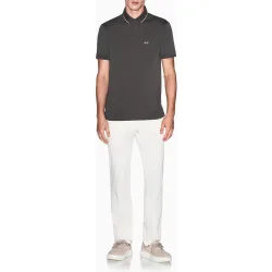 Polo en algodón elástico de hombre manga corta slim fit