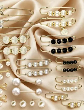 Piezas de alfileres de multiusos para pañuelos, broches de cristal y perla, adecuados para bufandas y chales - Shein - FashionsVida