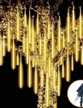 Set/8 Luces de Lluvia de Meteoros Solares, Tira de Luces LED, 4 Colores, Tema de Jardín, Adecuado para Decoración de Fiesta, Decoración de Jardín, - Shein - FashionsVida