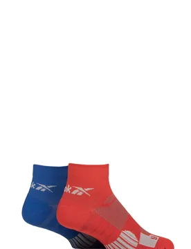 Mens and Women's 2 Pair Technical Recycled Ankle Technical Cycling Socks Red / Blue 4.5-6 UK - Assorted - Size: 4.5-6 UK - Reebok - FashionsVida