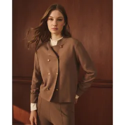 Chaqueta de punto de mujer con manga larga y punto cerrojillo