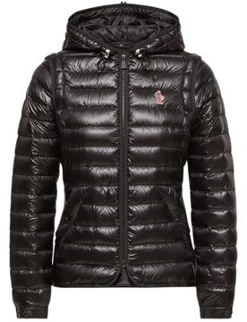 Women's Down-Filled Coat with Detachable Sleeves, Adjustable Hood & Pockets