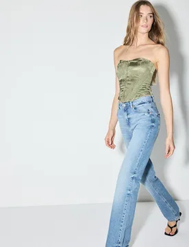 D98 Straight-Fit-Jeans im Vintage-Look MITTELBLAUER DENIM-WASHED-LOOK 32 - Stradivarius - FashionsVida