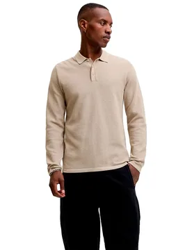 Polo à Manches Longues Austin Feather Grey S - Jack & jones - FashionsVida