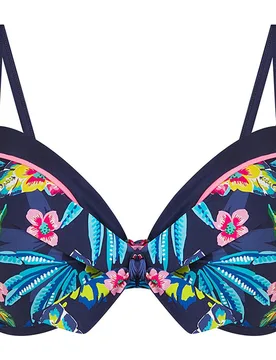 Top de bikini balconette de tirantes regulables y estampado tropical - Dolores Cortés - FashionsVida