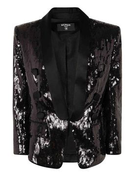 Jkt in raso glitterato con scollo a V
