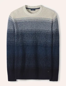 Degradee Pullover, normale Größen, Farbe Blau, 50, weiche Baumwolle raffinierter Farbverlauf Herren - Walbusch - FashionsVida