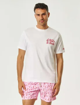 T-shirt bianca con stampa La Plage de St. Barth fronte e retro - MC2 SAINT BARTH - FashionsVida