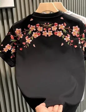 Summer Fashion Plum Embroidery Luxury Men Cotton Short Sleeve T-Shirt, Breathable Niche Outdoor Sports Casual Half Sleeve Top - Aliexpress - FashionsVida